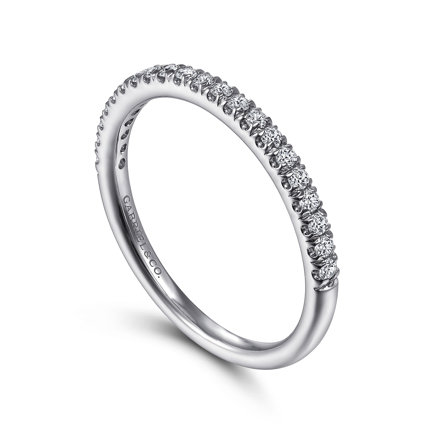 Straight Wedding Ring in 14k White Gold with Round Natural Diamond at Gabriel & Co. - Shot 3
