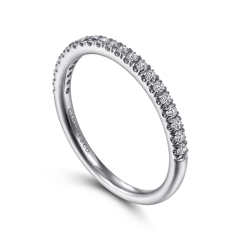 Straight Wedding Ring in 14k White Gold with Round Natural Diamond at Gabriel & Co. - Shot 3