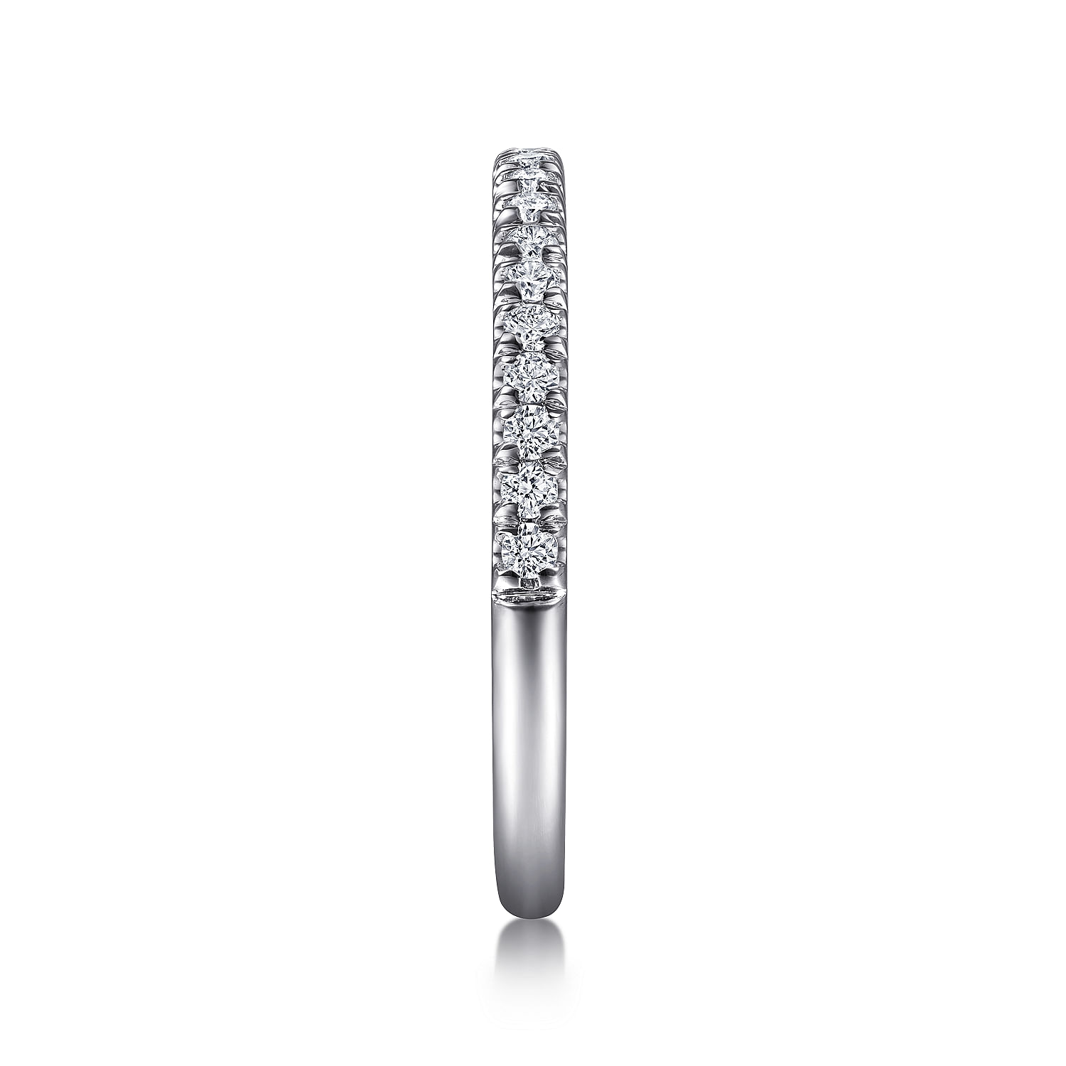 Straight Wedding Ring in 14k White Gold with Round Natural Diamond at Gabriel & Co. - Shot 4