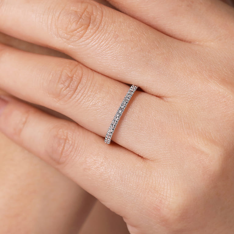 Straight Wedding Ring in 14k White Gold with Round Natural Diamond at Gabriel & Co. - Shot 5