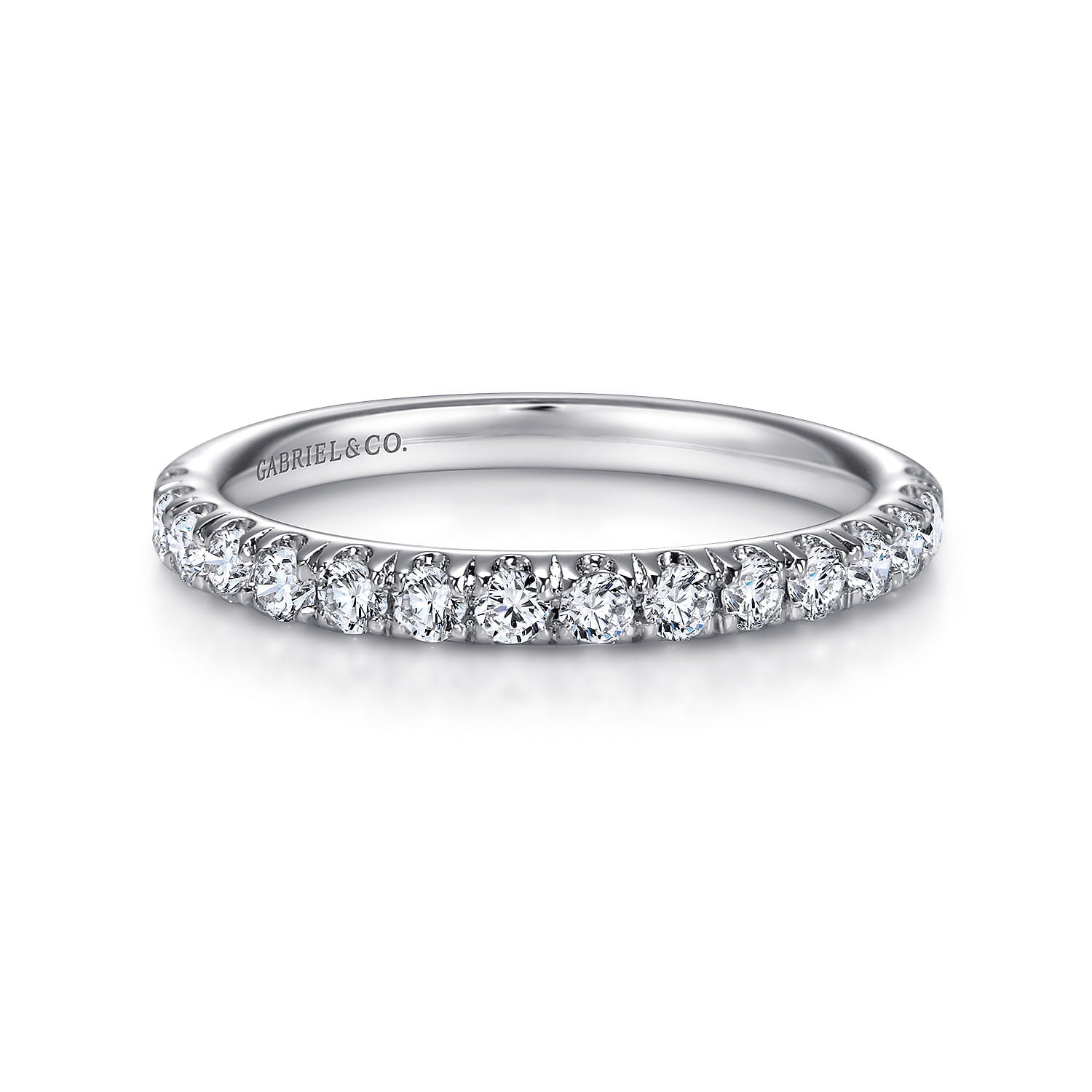 Madrid - 14K White Gold French Pave Diamond Wedding Band