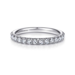Madrid - 14K White Gold French Pave Diamond Wedding Band