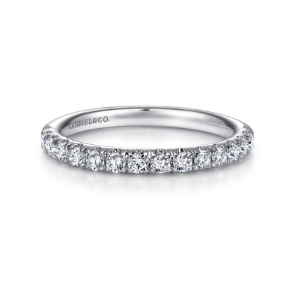 Madrid - 14K White Gold French Pave Diamond Wedding Band