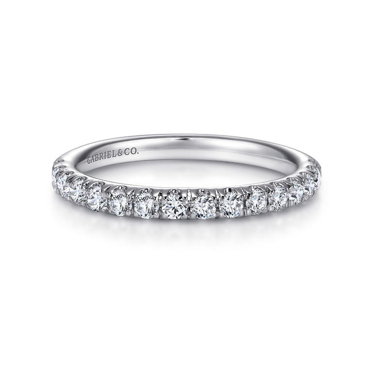 Straight Wedding Ring in 14k White Gold with Round Natural Diamond at Gabriel & Co. - Shot 1