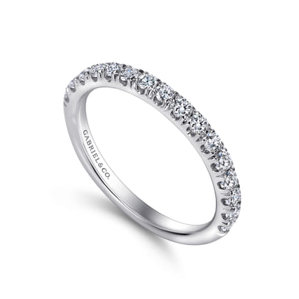 Madrid - 14K White Gold French Pave Diamond Wedding Band