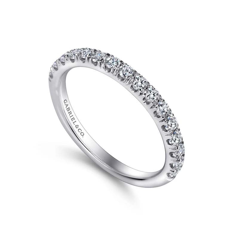 Straight Wedding Ring in 14k White Gold with Round Natural Diamond at Gabriel & Co. - Shot 3