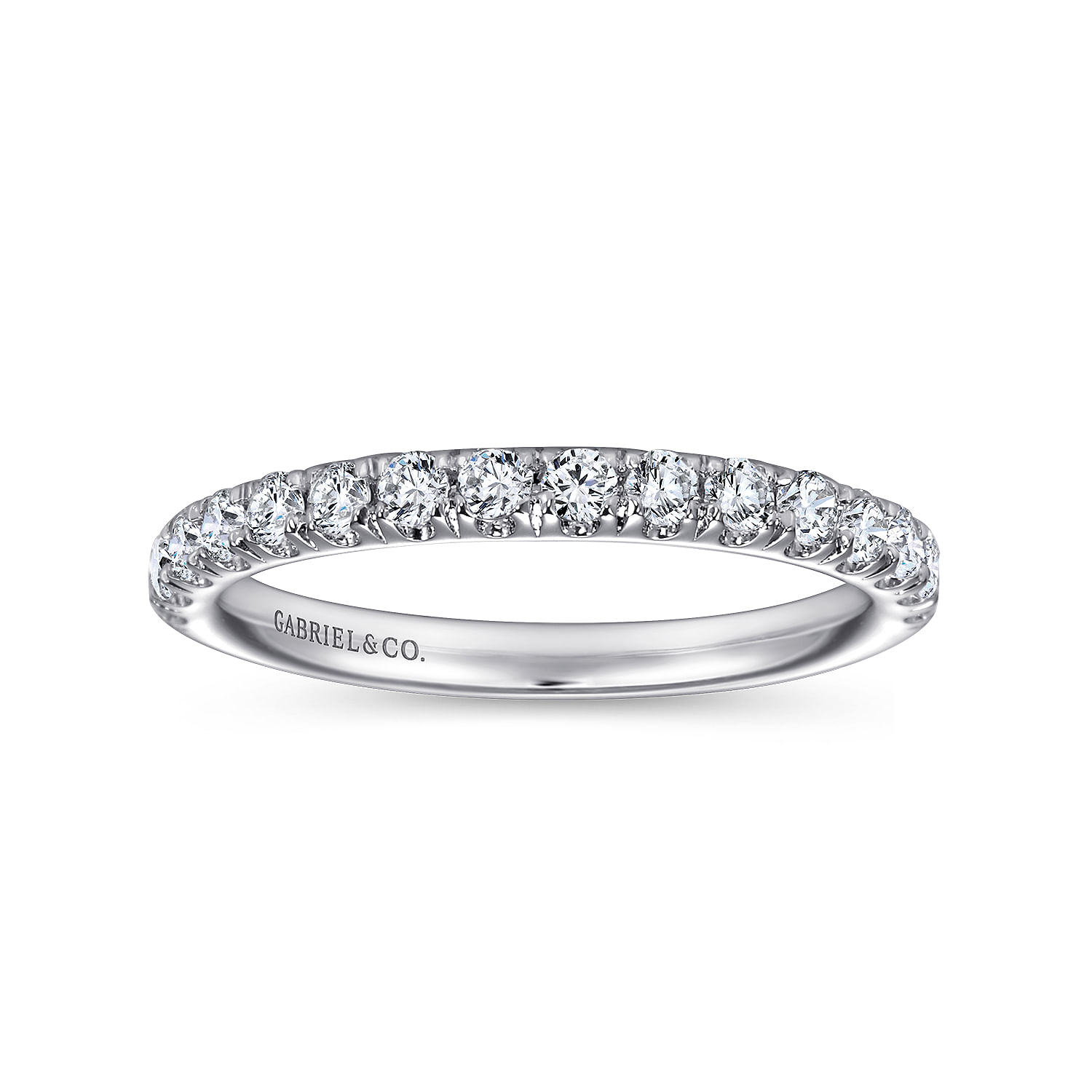 Madrid - 14K White Gold French Pave Diamond Wedding Band