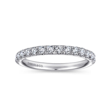 Madrid - 14K White Gold French Pave Diamond Wedding Band