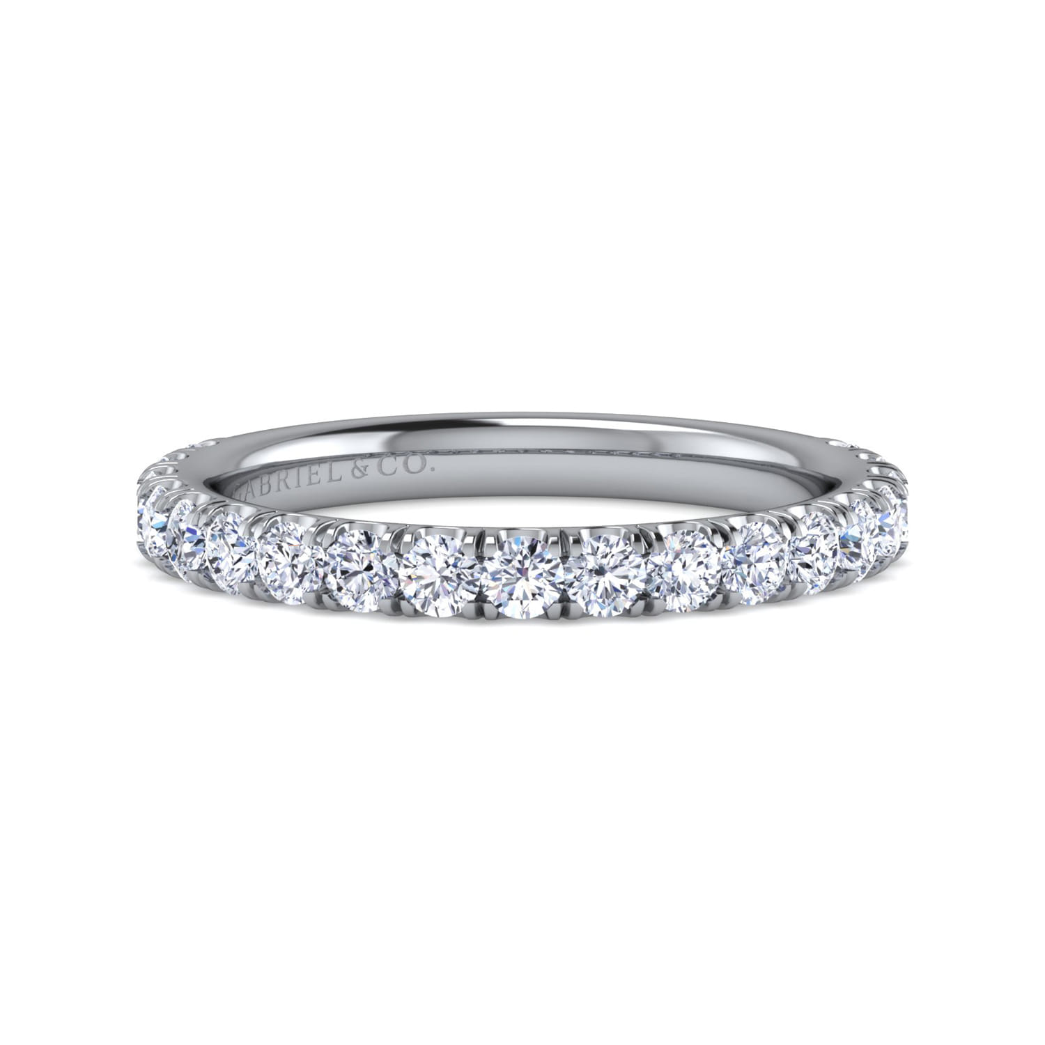 Madrid - 14K White Gold French Pave Diamond Wedding Band