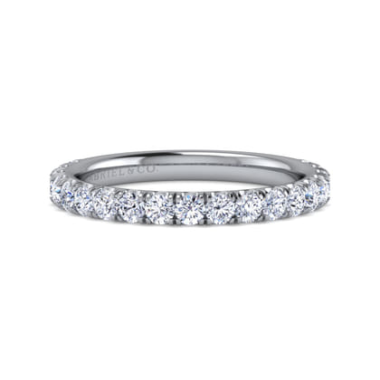 Madrid - 14K White Gold French Pave Diamond Wedding Band