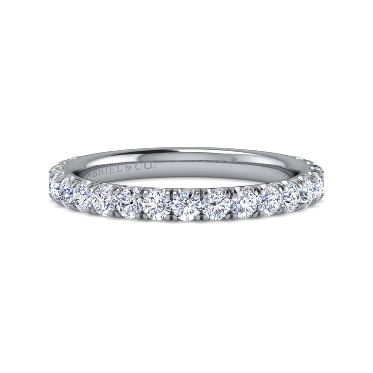 Straight Wedding Ring in 14k White Gold with Round Natural Diamond at Gabriel & Co. - Shot 1