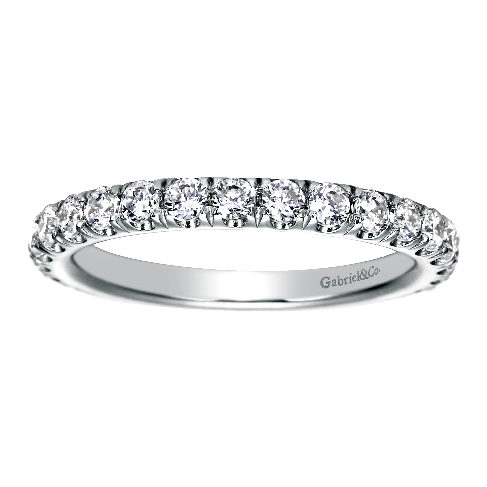 Madrid - 14K White Gold French Pave Diamond Wedding Band