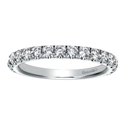 Madrid - 14K White Gold French Pave Diamond Wedding Band