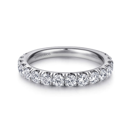 Madrid - 14K White Gold French Pave Diamond Wedding Band