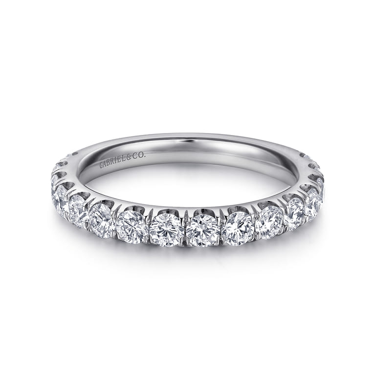 Straight Wedding Ring in 14k White Gold with Round Natural Diamond at Gabriel & Co. - Shot 1