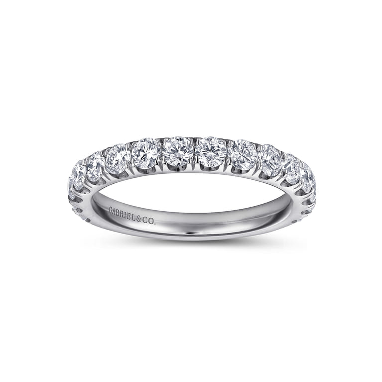 Straight Wedding Ring in 14k White Gold with Round Natural Diamond at Gabriel & Co. - Shot 4
