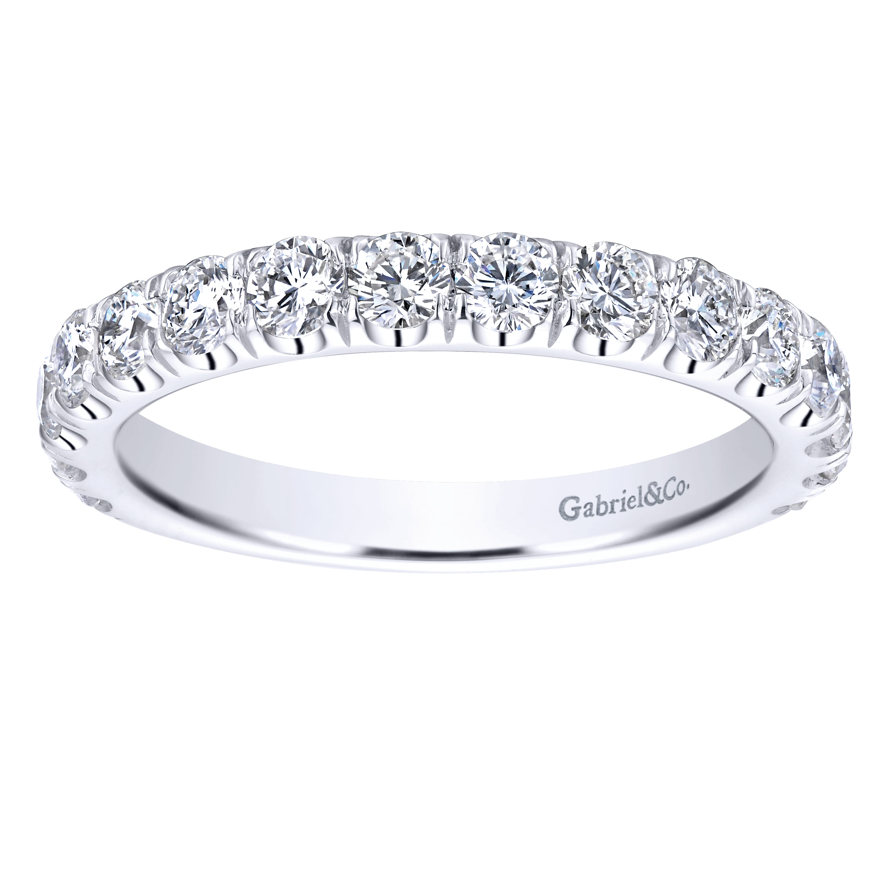 Straight Wedding Ring in 14k White Gold with Round Natural Diamond at Gabriel & Co. - Shot 5