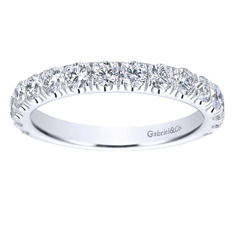 Straight Wedding Ring in 14k White Gold with Round Natural Diamond at Gabriel & Co. - Shot 5