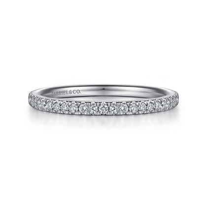 Madrid - 14K White Gold French Pave Diamond Wedding Band