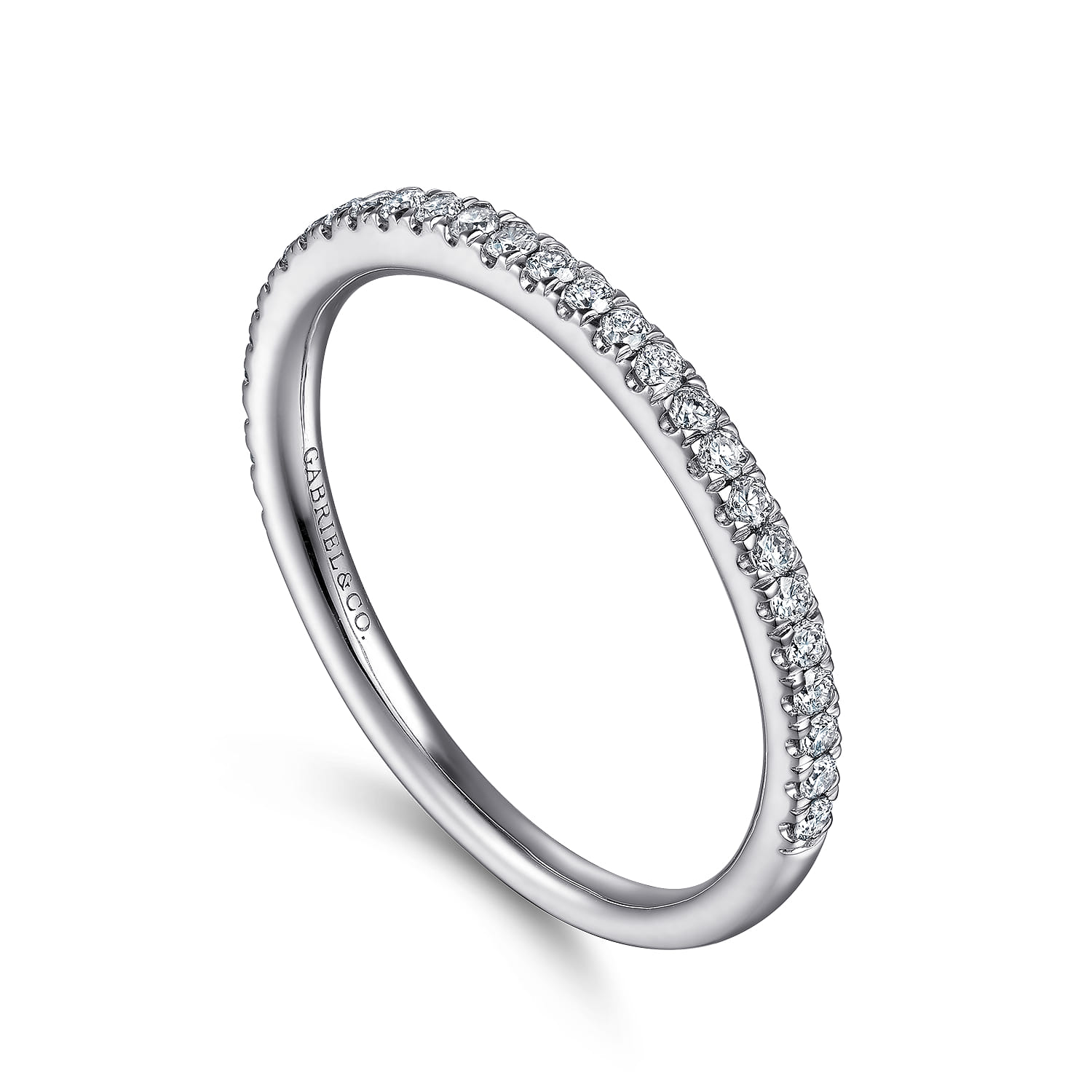 Straight Wedding Ring in 14k White Gold with Round Natural Diamond at Gabriel & Co. - Shot 3