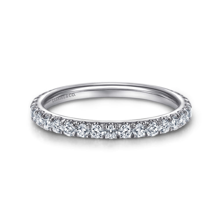 Straight Wedding Ring in 14k White Gold with Round Natural Diamond at Gabriel & Co. - Shot 1