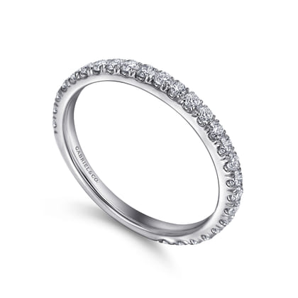 Madrid - 14K White Gold French Pave Diamond Wedding Band