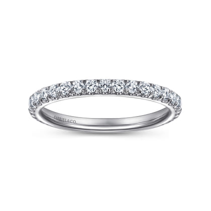 Madrid - 14K White Gold French Pave Diamond Wedding Band