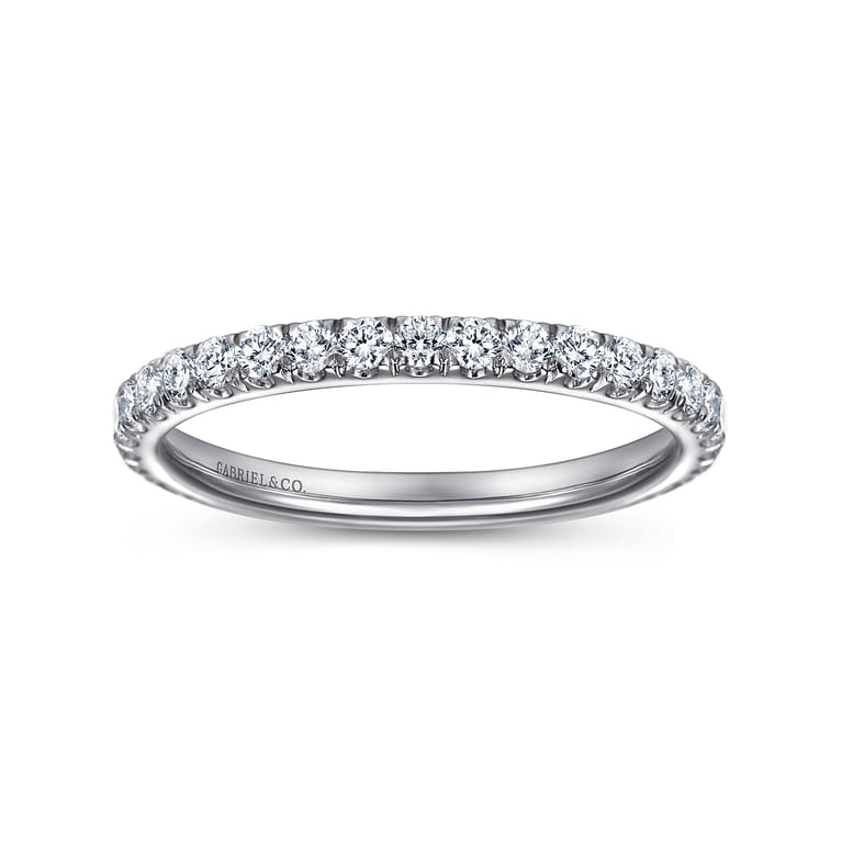 Straight Wedding Ring in 14k White Gold with Round Natural Diamond at Gabriel & Co. - Shot 4