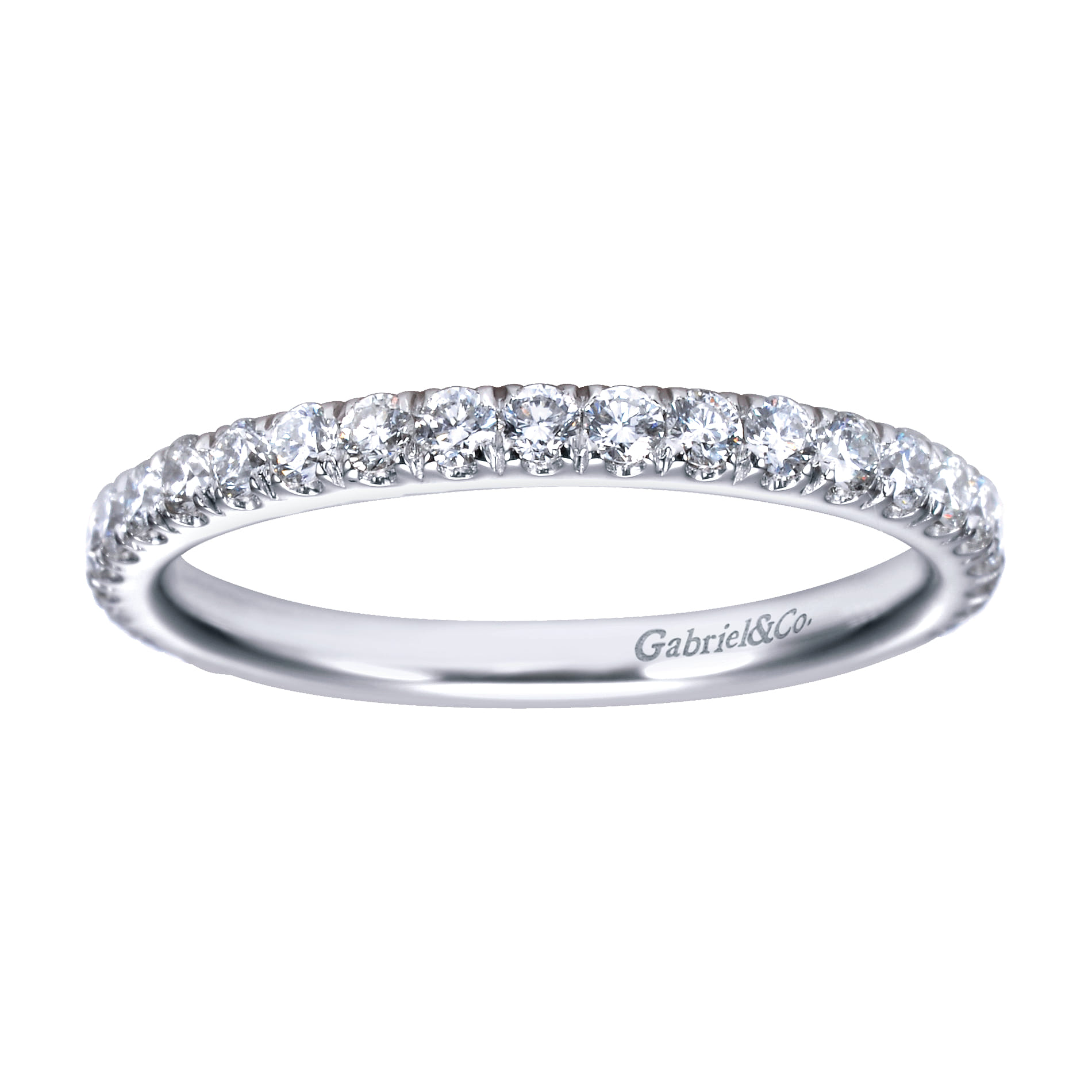 Straight Wedding Ring in 14k White Gold with Round Natural Diamond at Gabriel & Co. - Shot 5
