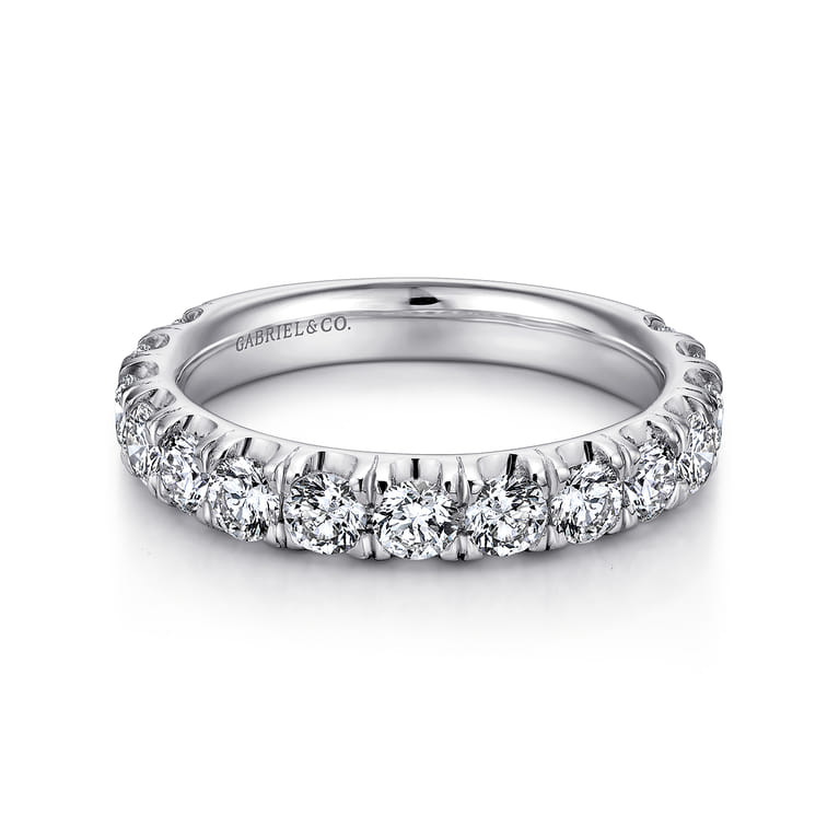 Straight Wedding Ring in 14k White Gold with Round Natural Diamond at Gabriel & Co. - Shot 1