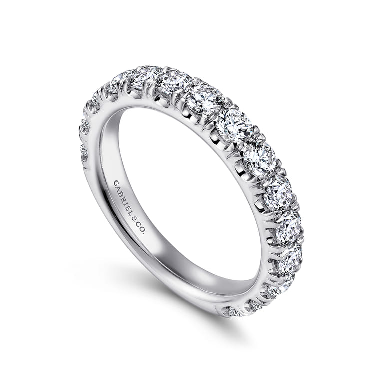Straight Wedding Ring in 14k White Gold with Round Natural Diamond at Gabriel & Co. - Shot 3