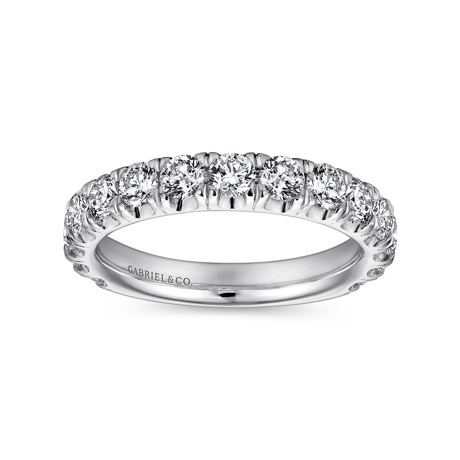 Straight Wedding Ring in 14k White Gold with Round Natural Diamond at Gabriel & Co. - Shot 4