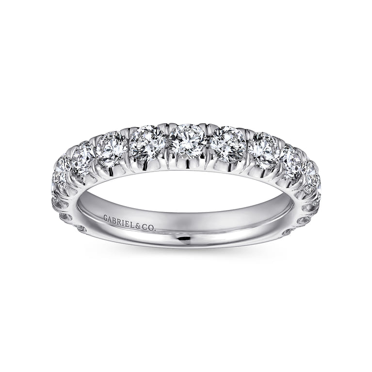 Straight Wedding Ring in 14k White Gold with Round Natural Diamond at Gabriel & Co. - Shot 4