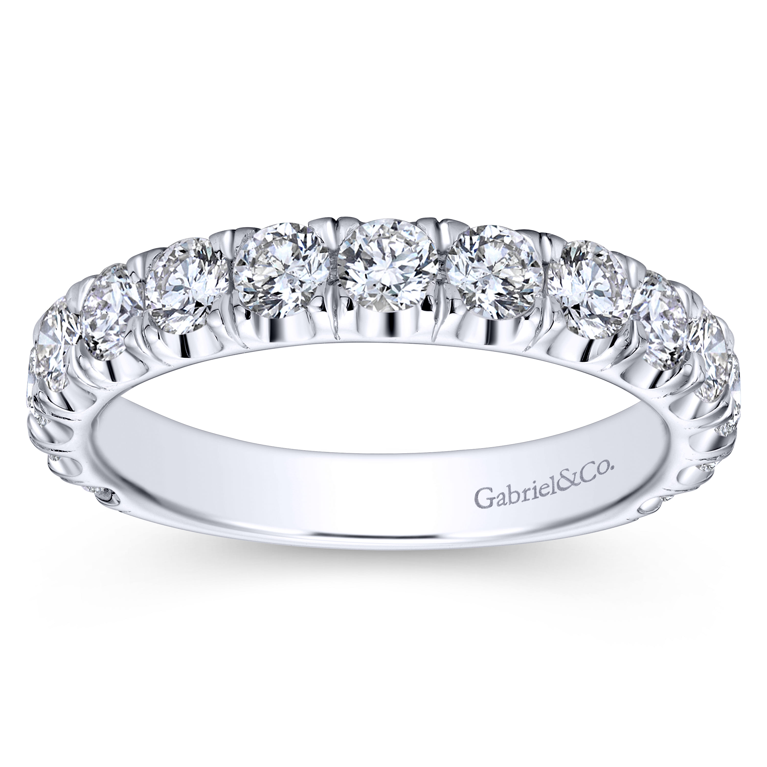 Straight Wedding Ring in 14k White Gold with Round Natural Diamond at Gabriel & Co. - Shot 5