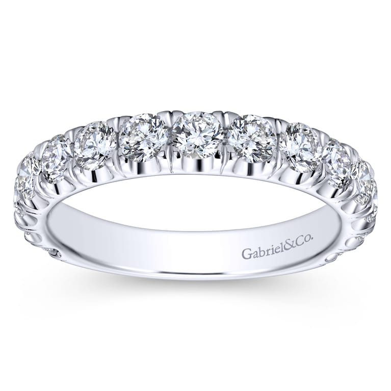 Straight Wedding Ring in 14k White Gold with Round Natural Diamond at Gabriel & Co. - Shot 5