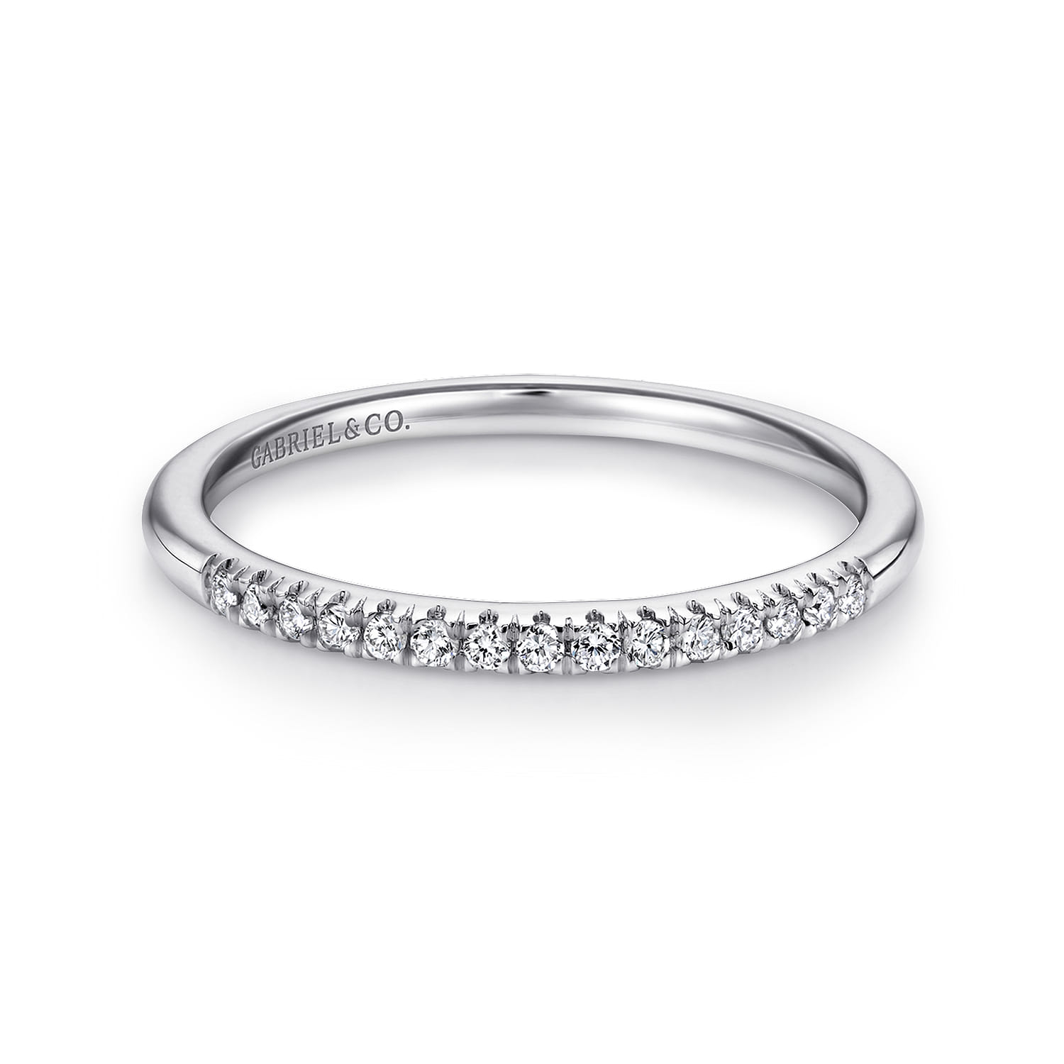 Straight Wedding Ring in 14k White Gold with Round Natural Diamond at Gabriel & Co. - Shot 1
