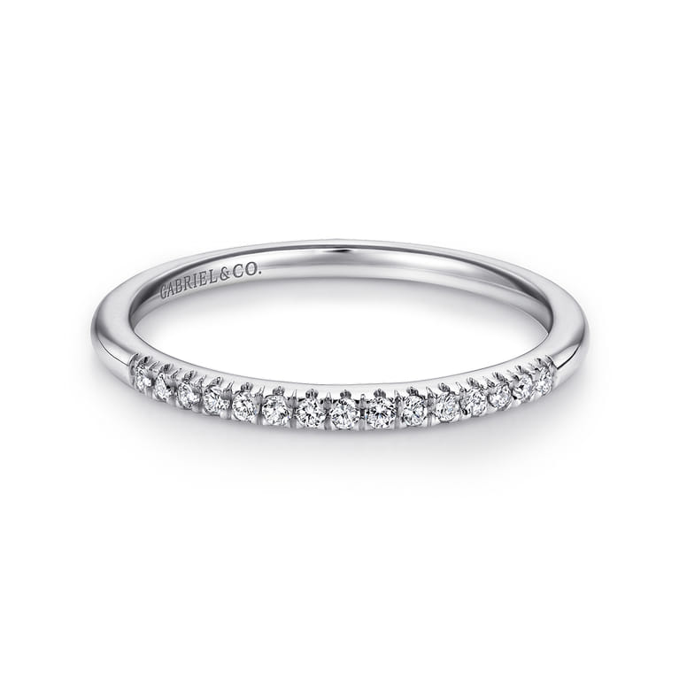 Straight Wedding Ring in 14k White Gold with Round Natural Diamond at Gabriel & Co. - Shot 1