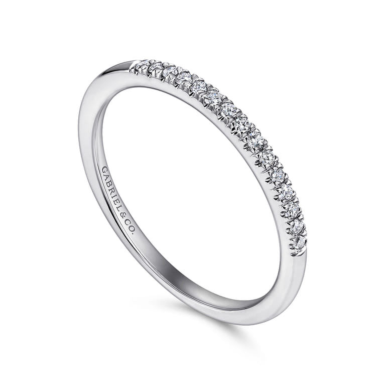 Straight Wedding Ring in 14k White Gold with Round Natural Diamond at Gabriel & Co. - Shot 3