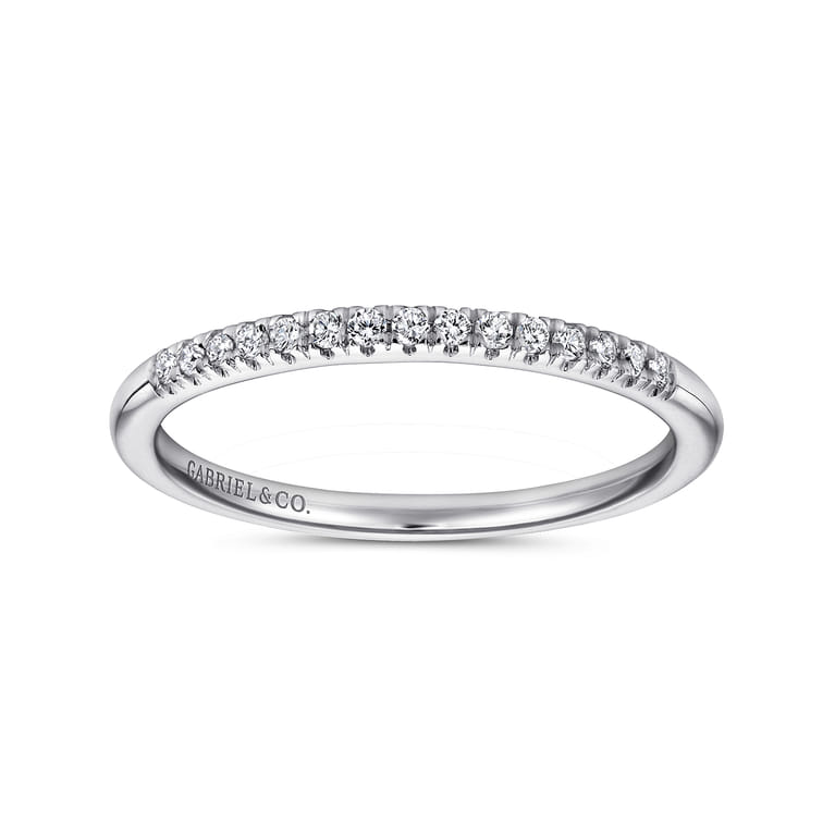 Straight Wedding Ring in 14k White Gold with Round Natural Diamond at Gabriel & Co. - Shot 4