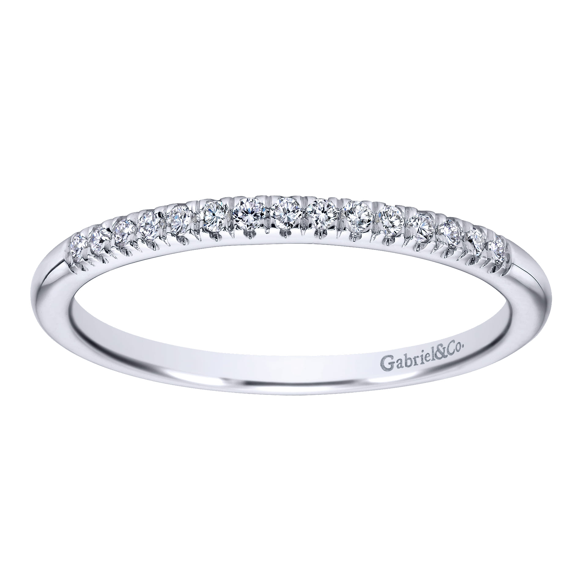 Straight Wedding Ring in 14k White Gold with Round Natural Diamond at Gabriel & Co. - Shot 5