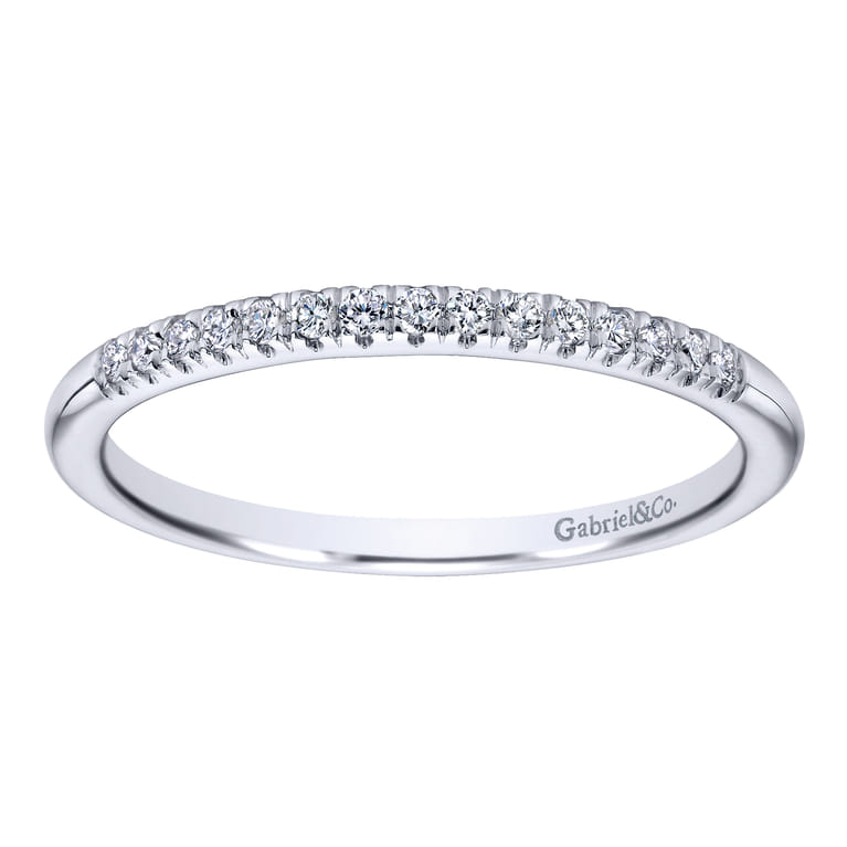 Straight Wedding Ring in 14k White Gold with Round Natural Diamond at Gabriel & Co. - Shot 5