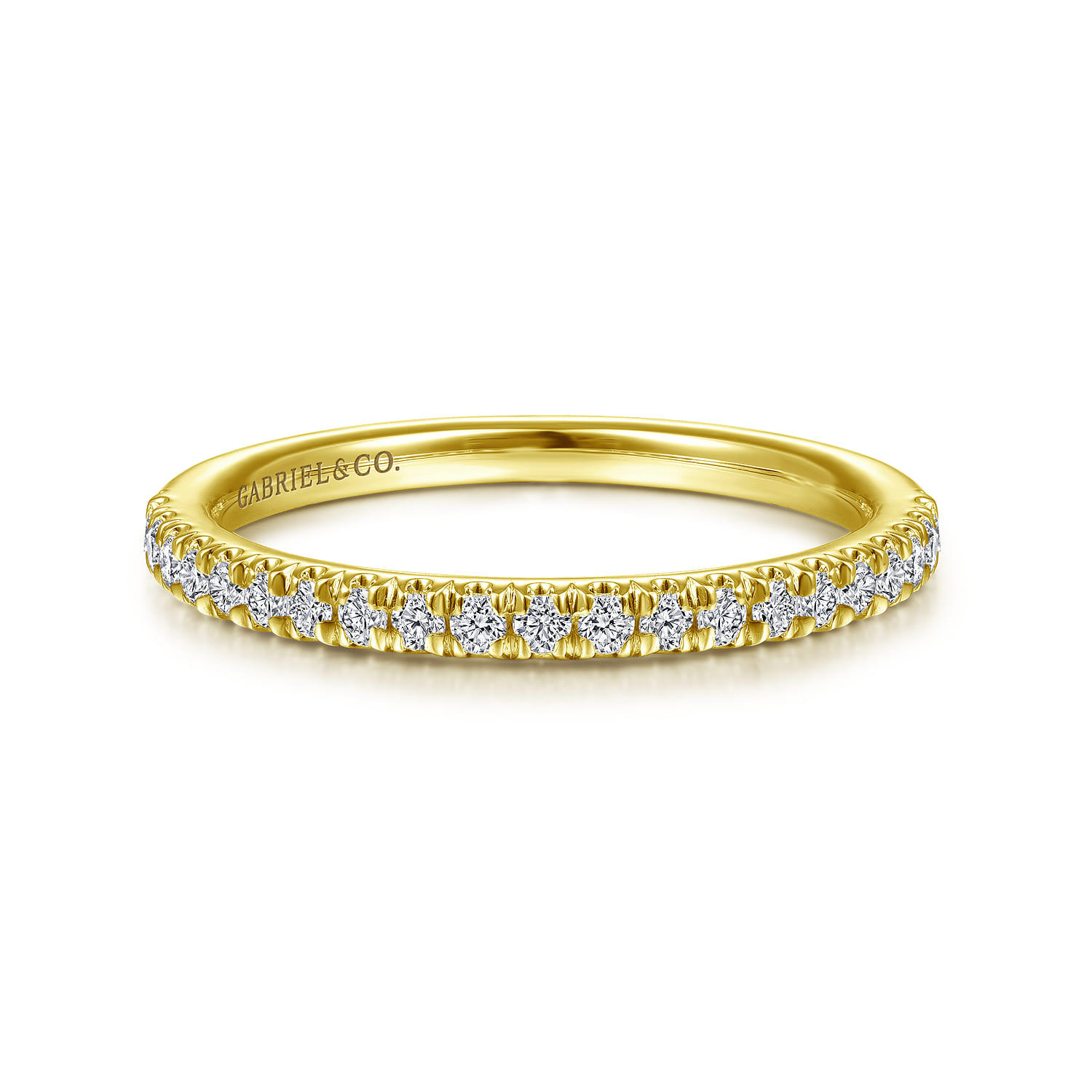 Straight Wedding Ring in 14k Yellow Gold with Round Natural Diamond at Gabriel & Co. - Shot 1