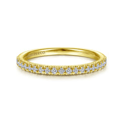 Madrid - 14K Yellow Gold French Pave Diamond Wedding Band