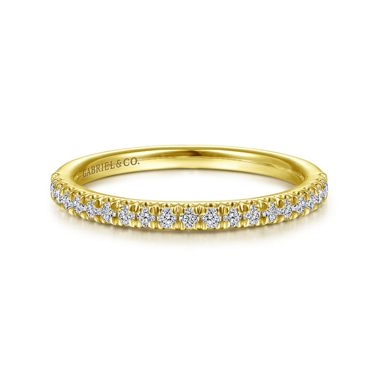 Straight Wedding Ring in 14k Yellow Gold with Round Natural Diamond at Gabriel & Co. - Shot 1