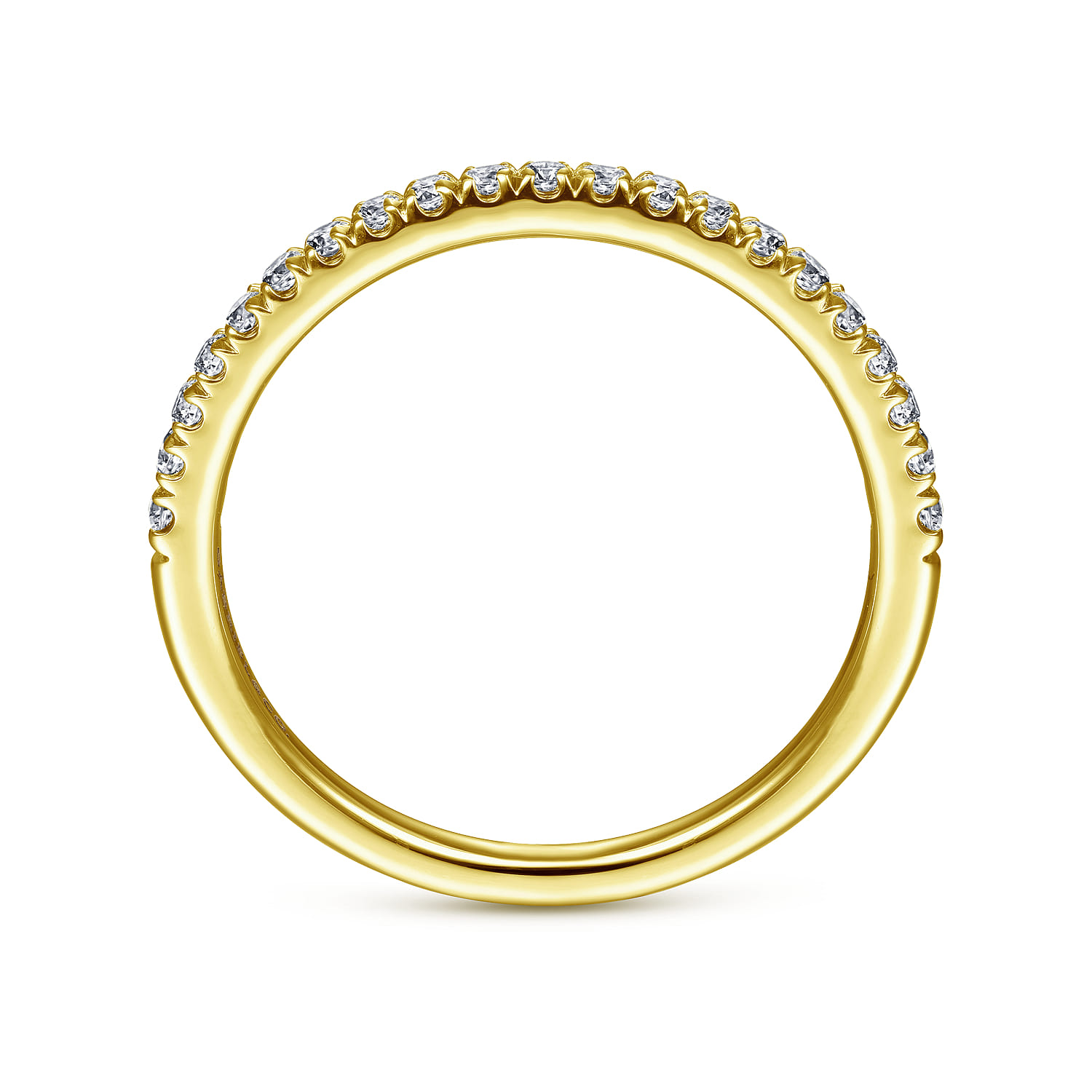 Straight Wedding Ring in 14k Yellow Gold with Round Natural Diamond at Gabriel & Co. - Shot 2