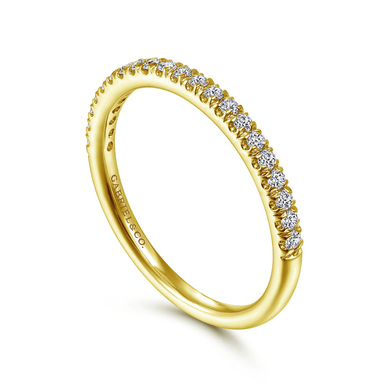 Straight Wedding Ring in 14k Yellow Gold with Round Natural Diamond at Gabriel & Co. - Shot 3