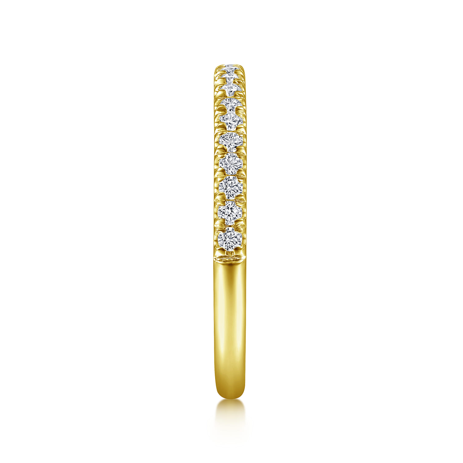 Straight Wedding Ring in 14k Yellow Gold with Round Natural Diamond at Gabriel & Co. - Shot 4