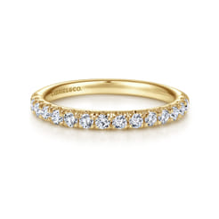 Madrid - 14K Yellow Gold French Pave Diamond Wedding Band