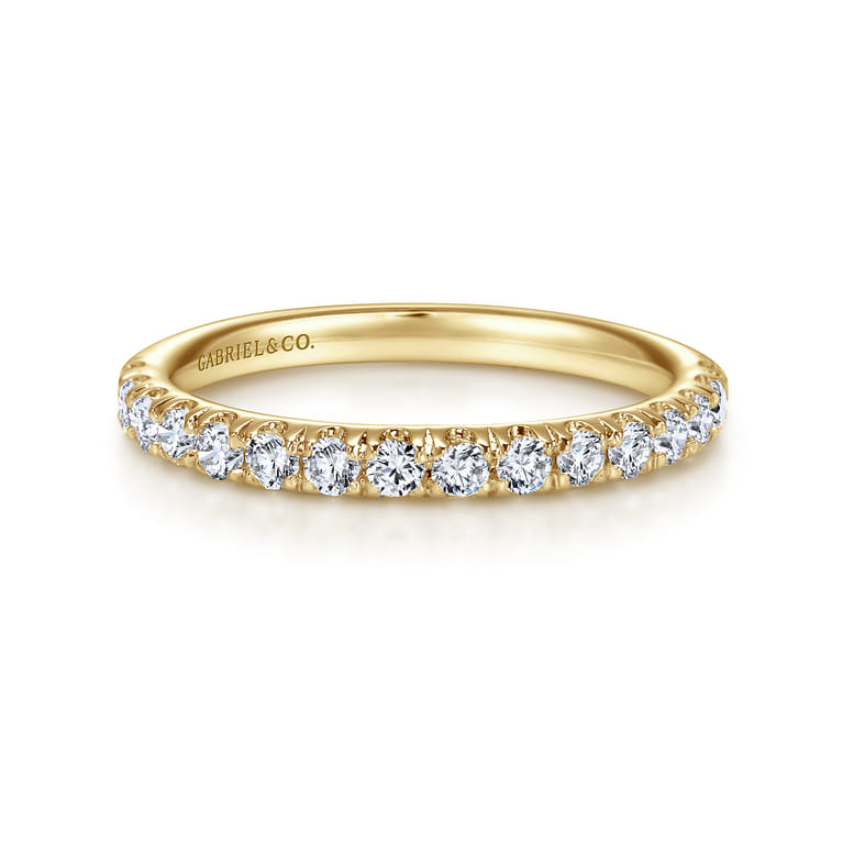 Straight Wedding Ring in 14k Yellow Gold with Round Natural Diamond at Gabriel & Co. - Shot 1