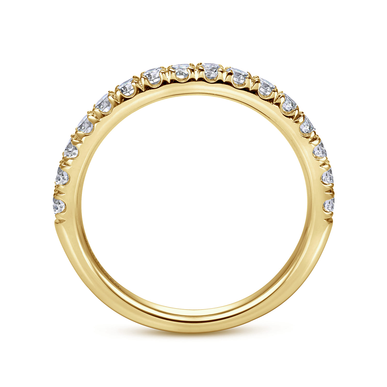 Straight Wedding Ring in 14k Yellow Gold with Round Natural Diamond at Gabriel & Co. - Shot 2